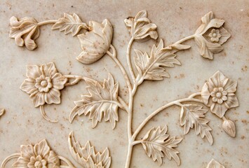 Taj Mahal, detail of marble wall India