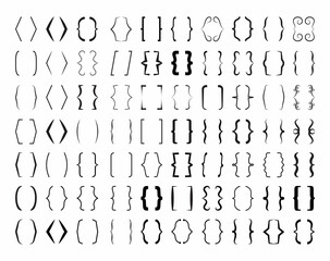 Curly brace set vector. Text brackets collection for messages, quotas.
