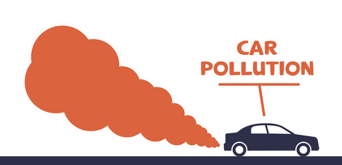 Car pollution banner vector illustration.