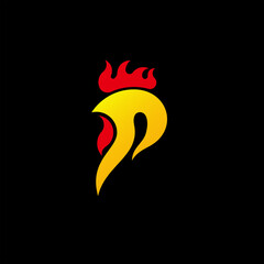 Illustration vector graphic of letter p resembling chicken and fire. good for restaurant logo