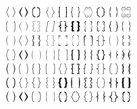 Curly brace set vector. Text brackets collection for messages, quotas.
