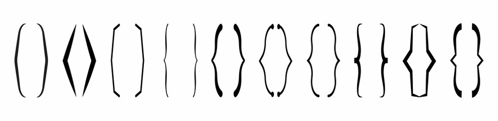 Curly brace set vector. Text brackets collection for messages, quotas.