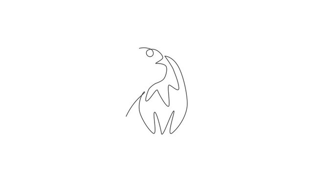 Animated self drawing of single continuous line draw smart funny parrot bird head for company logo identity. Flying animal mascot concept for pet lover club icon. Full length one line animation.