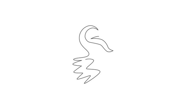 Animated self drawing of one continuous line draw cute adorable dodo bird head for logo identity. Extinct animal mascot concept for museum zoo icon. Full length single line animation illustration.