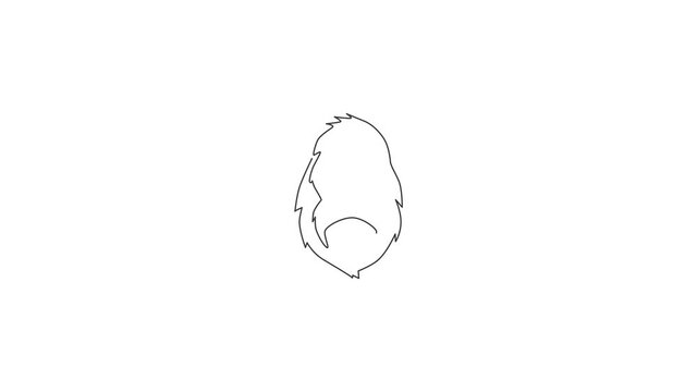 Animated self drawing of single continuous line draw gorilla head for national zoo logo identity. Ape primate animal portrait mascot concept for e-sport team club icon. Full length one line animation.