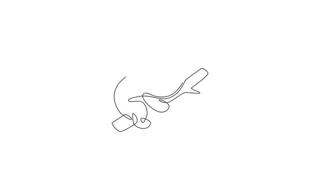 Animated self drawing of single continuous line draw funny koala for kid toys shop logo. Little bear from Australia mascot concept for national park icon. Full length one line animation illustration.