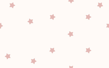 Pink gold shimmery stars pattern on beige wallpaper