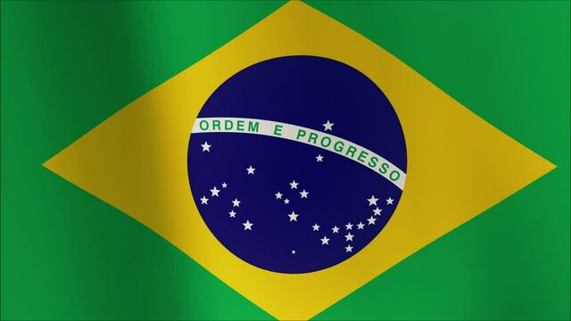 creased brazil satin flag with visible wrinkle and seams 