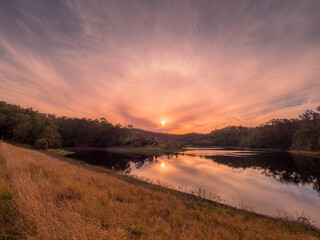 Lakeside Sunset with Sun Halo