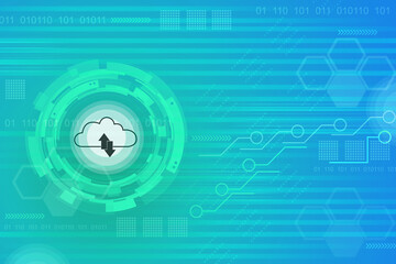 Obraz premium 2d illustration cloud up loading down loading futuristic technology back ground 