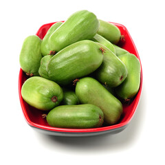 mini kiwi baby fruit (actinidia arguta) on white background 