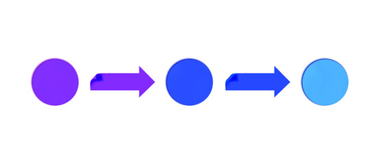 Vector Circle Frames and Arrows, Colored Paper, Stickers, 3D Design Elements, Planning Concept, Steps to Achieve a Goal, Blue and Purple Colors.