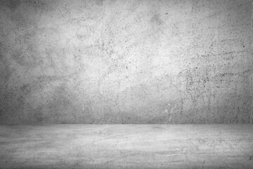 Empty gray concrete floor studio room background