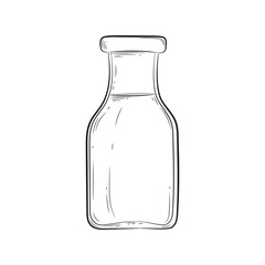 Milk bottle icon for dairy products. Dairy kitchen or milk packaging and label