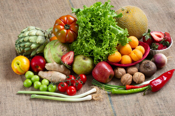 mixed fresh vegetables and fruits