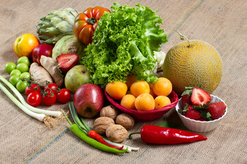mixed fresh vegetables and fruits