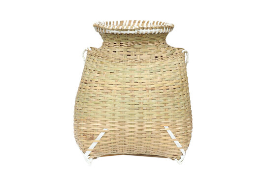Fishing Creel, Bamboo Basket Put the Fish Isolated on White Back Stock  Image - Image of object, closeup: 124046661