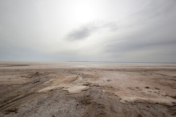 Tuz Golu Turkey. Salt Lake. White salt water.