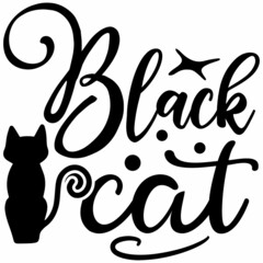 Black cat SVG Design | Typography | Silhouette | Halloween SVG Cut Files