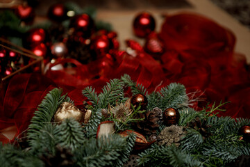 elements of Christmas decor (red Christmas balls)