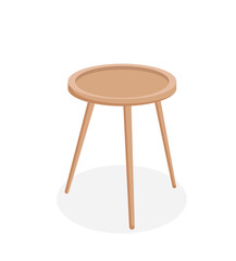 Coffee table or stool on an isolated white background. Vector illustration of house elements. Cartoon style