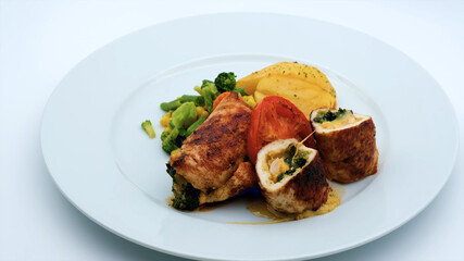 grilled meat with vegetables