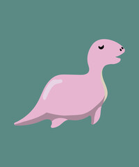 Pink dinosaur cartoon version vector 