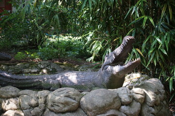 Crocodile sculpture in Linton zoo, Cambridgeshire, September 2021