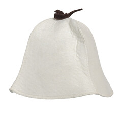 Classic felt hat for head protection in the sauna. Light beige isolated on white