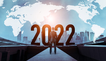 2022年ビジネス向け新年イメージ　グローバルビジネス 　年賀状