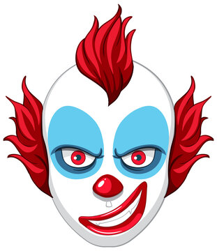 Creepy clown face on white background