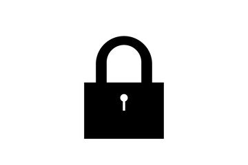 Classic closed lock illustartion. Black icon on a white background. 