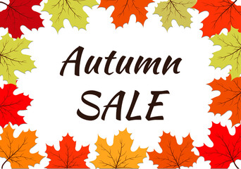 Autumn sale.Horizontal vector background with autumn leaves. Design for printing posters, posters, banners.