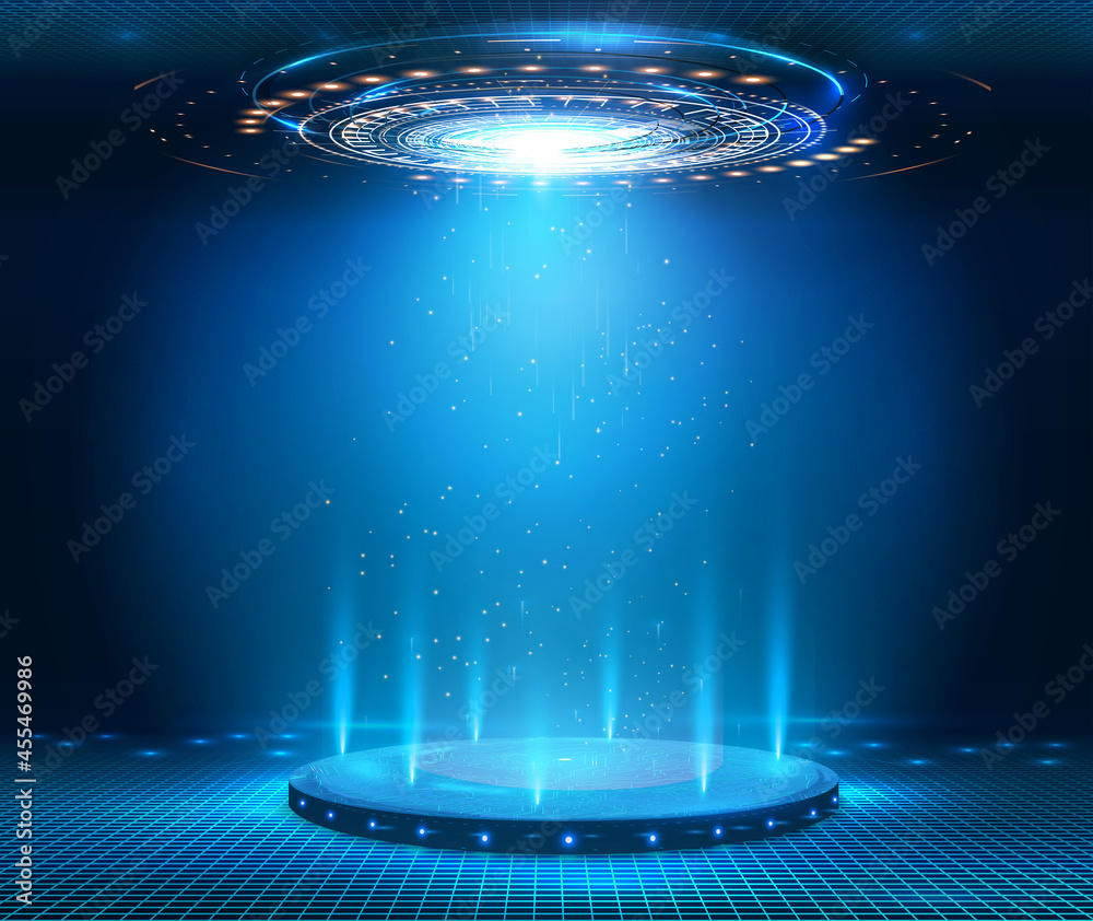 Leinwandbilder fantastic circle portals, holograms teleport gadgets. sci-fi digital hi-tech elements for presentati