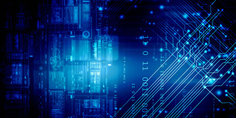 2d illustration abstract digital binary data on computer screen
