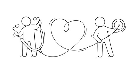 Cartoon people with big stethoscope