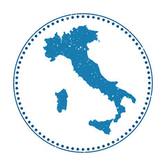Italy sticker. Travel rubber stamp with map of country, vector illustration. Can be used as insignia, logotype, label, sticker or badge of the Italy.