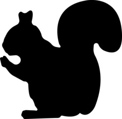 Animal black silhouette. Squirrel vector minimalistic art. Black and white. White background.