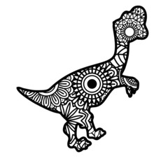 Zentangle dinosaur isolated on white background. Vector illustration