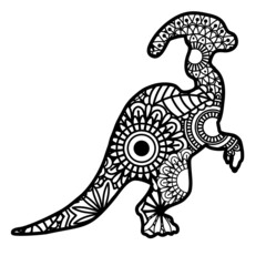 Zentangle dinosaur isolated on white background. Vector illustration