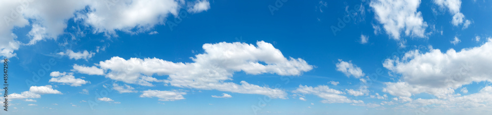 Poster blue sky background with tiny clouds. panorama background