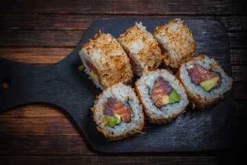 Sushi- delicious asian. Fastfood- restaurant concept