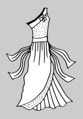 Doodle hand drawing with kid clothes. Vector illustration of lines and coloring pages for kids