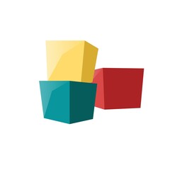 Vector cartoon flat kids toy cube blocks isolated on empty background-healthy family and happy childhood,childrens toy store assortment concept,web site banner ad design