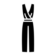 Woman trouser overalls glyph icon. Homewear and sleepwear. Black filled symbol. Isolated vector illustration
