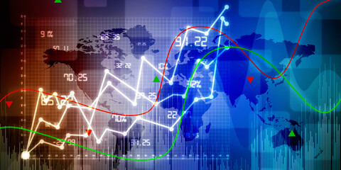 2d rendering Stock market online business concept. business Graph 
