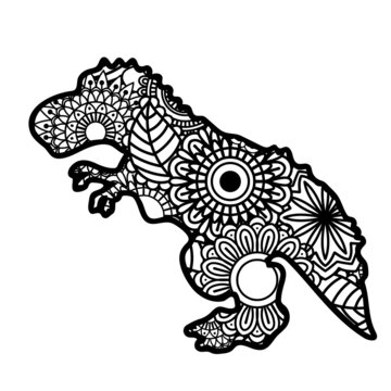 Zentangle dinosaur isolated on white background. Vector illustration