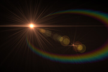 lens flare, Abstract Natural Sun flare on the black background, flare light transition, effects sunlight