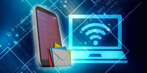 3d rendering Envelope network with mobile phone
    
  
