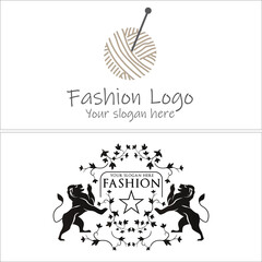 Fashion clothes needle ball and lion logo design
